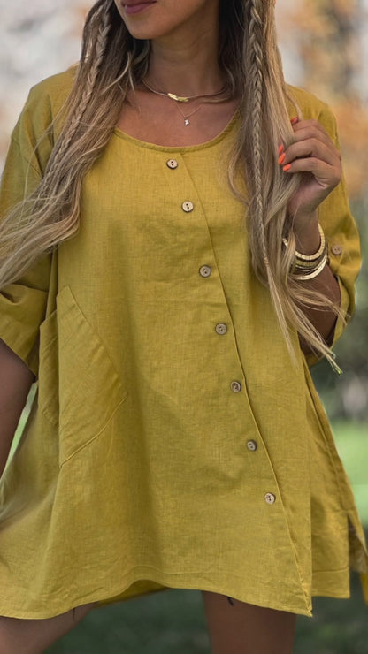 Irregular Buttoned  Top