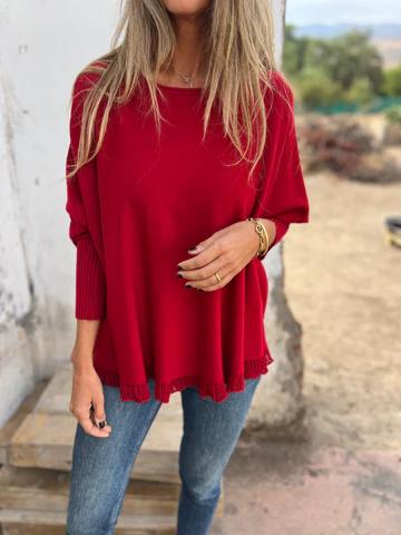 Casual Round Neck Lace Top