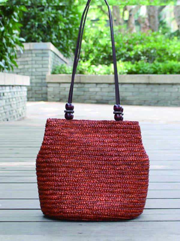 Women's one-shoulder casual beach simple woven bag