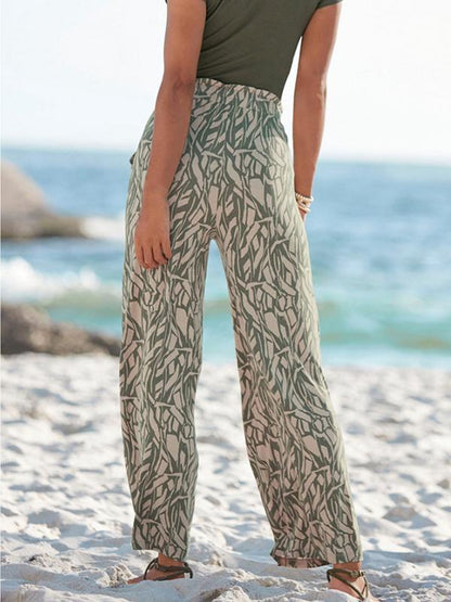 Women's Loose Floral Casual Pants Wide Leg Pants