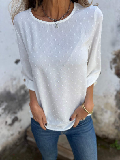 Women's Round Neck Mid-sleeve Casual Top