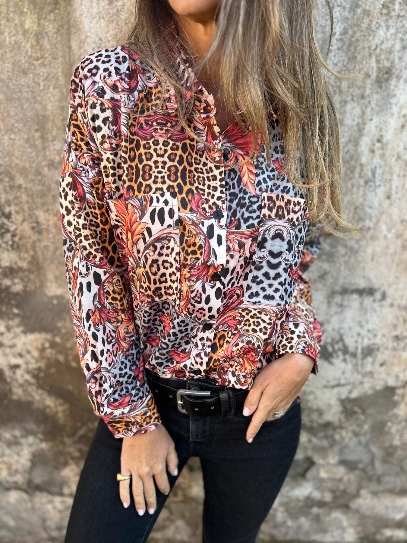 Women's Lapel Long Sleeve Leopard Print Casual Shirt