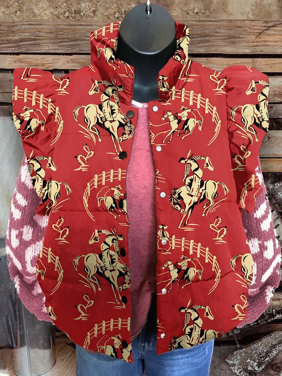 Women's Red Rodeo Casual Quilted Cardigan