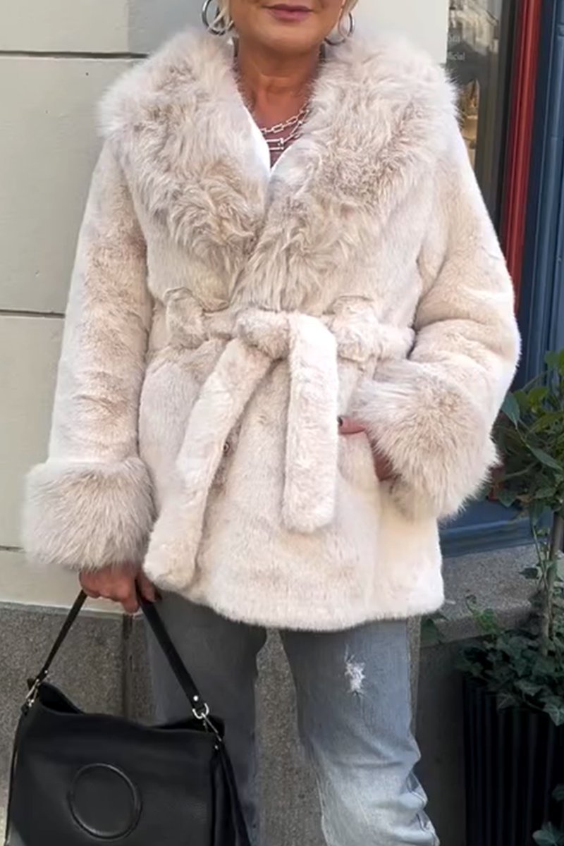 Feminine temperament shaggy fur coat