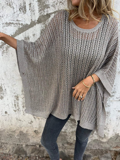 Women's Round Neck Hollow Knitted Sweater