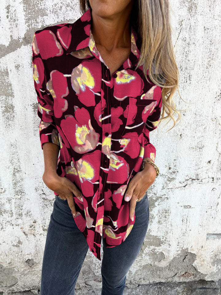 Lapel Single-breasted Printed Shirt