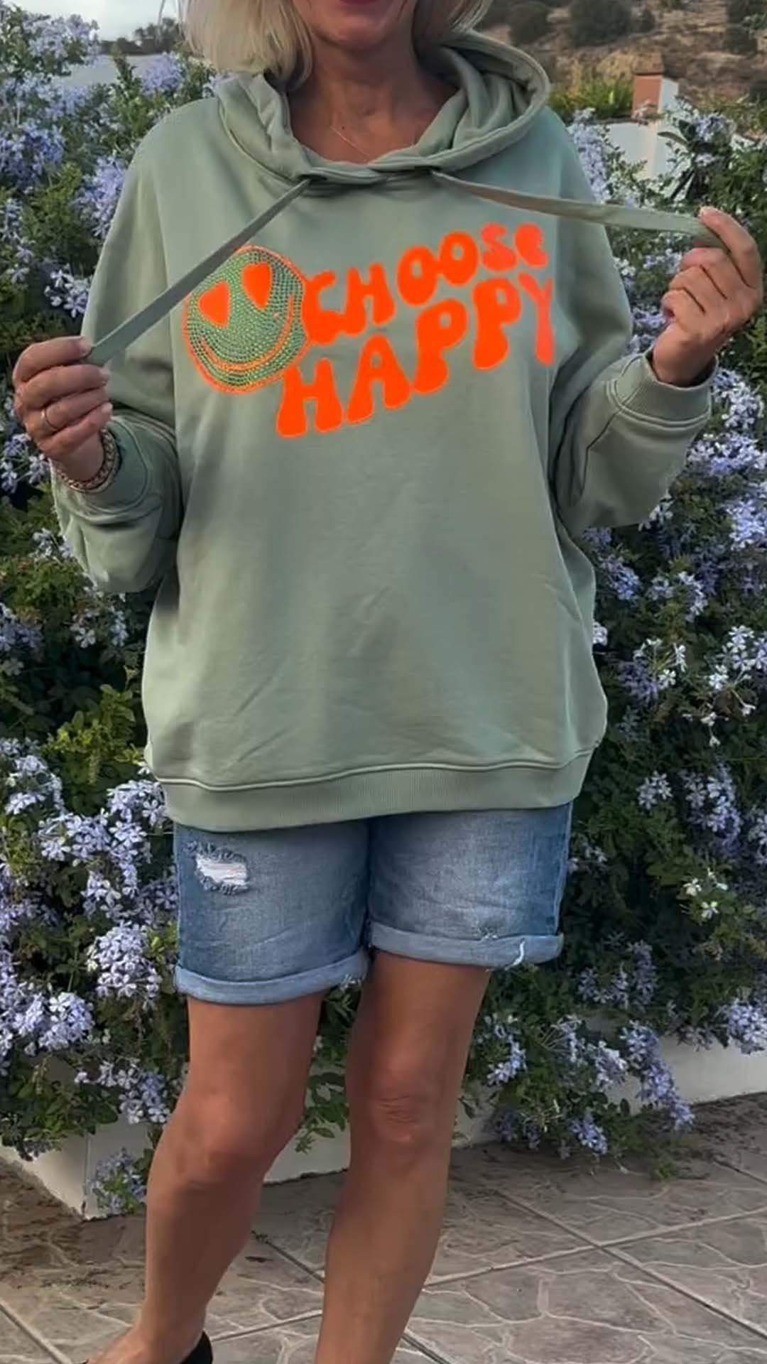 Women's Casual Choose Happy Printed Hoodies