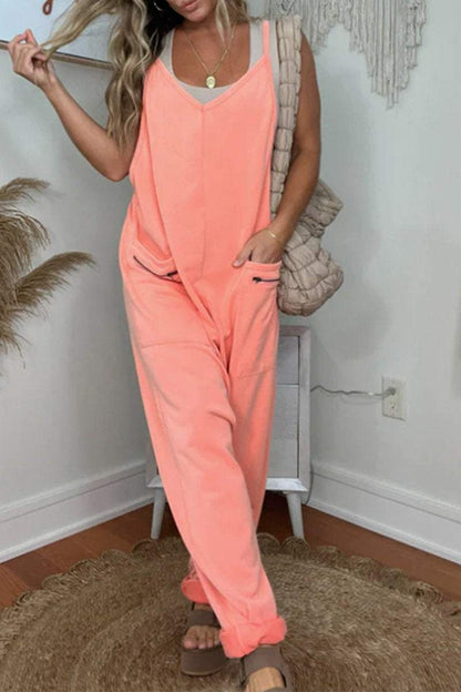 Women's Spring and Fall Solid Color Loose Jumpsuit