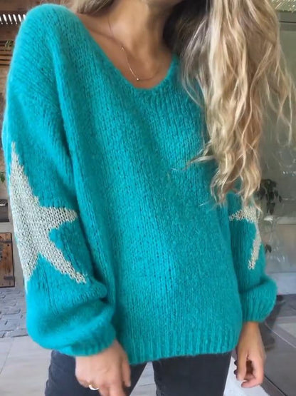 Women's Loose Star Print Sweater