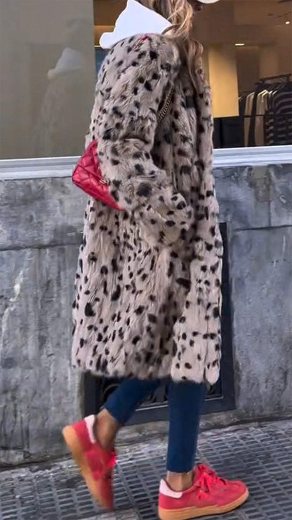 Women's Leopard Print Long Sleeve Overcoat