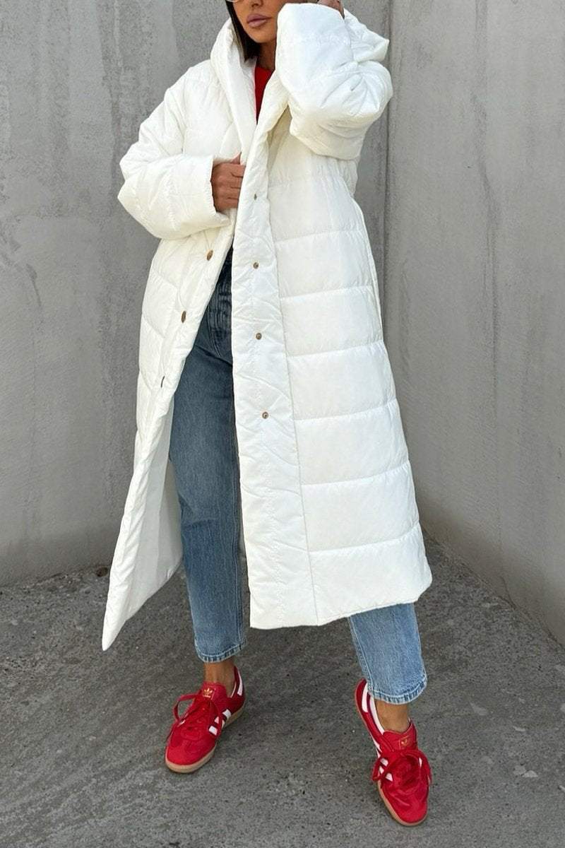 Women's Autumn and Winter Hooded Long Cotton Coat