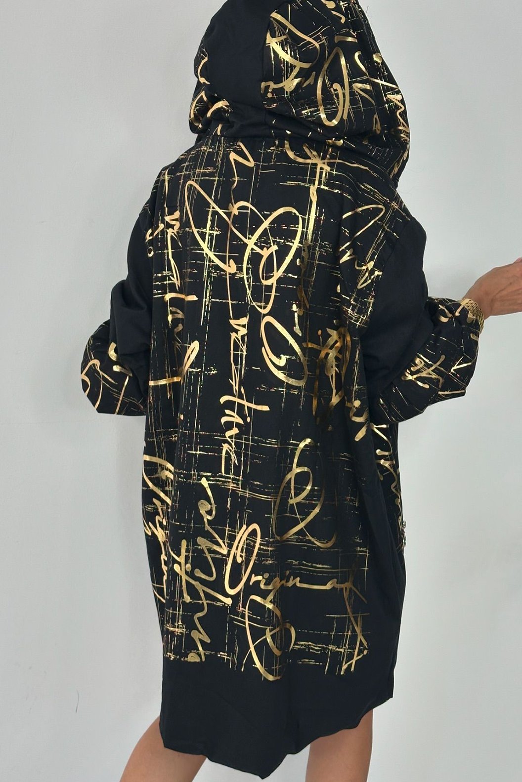 Women's casual abstract letter print hooded dress