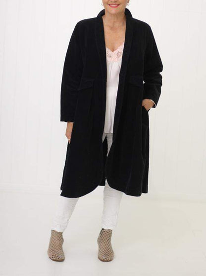 Women's Lapel Solid Color Sweater Coat