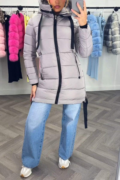 Women's Casual Hooded Mid-length Thick Cotton Coat