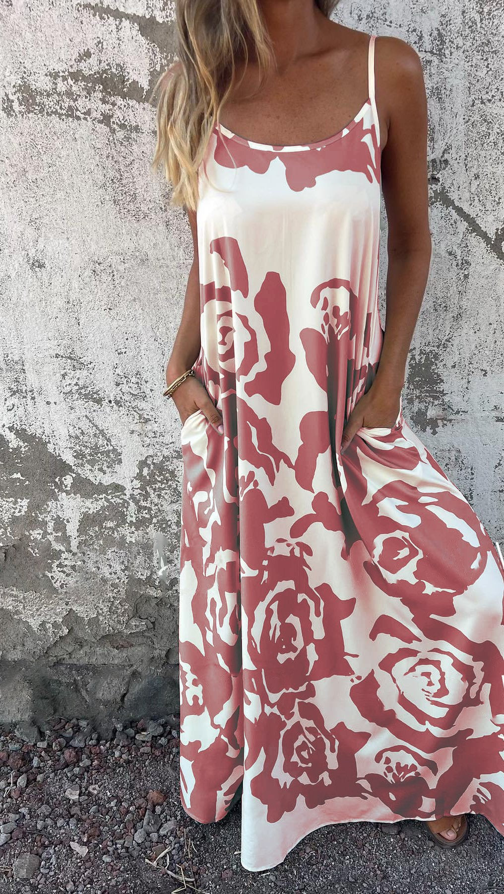 Rose Print Slip Dress