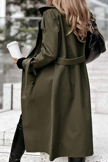 Women's Lapel Mid-length Sleeve Casual Windbreaker Coat