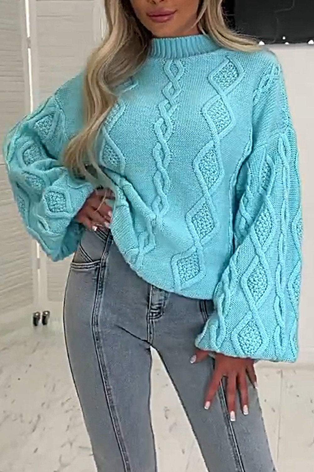 Women's Loose Textured Sweater Tops for Seniors