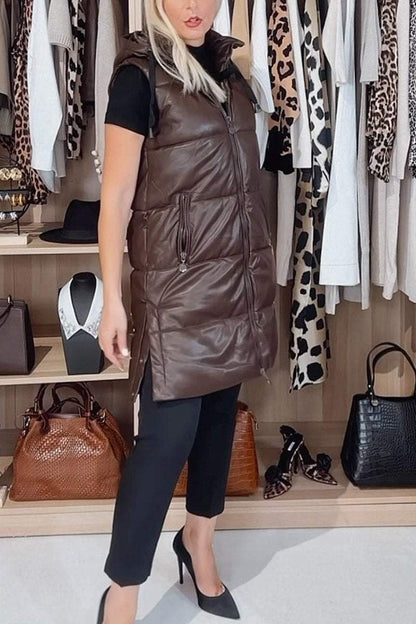 Women's Lapel Sleeveless Thick Coat