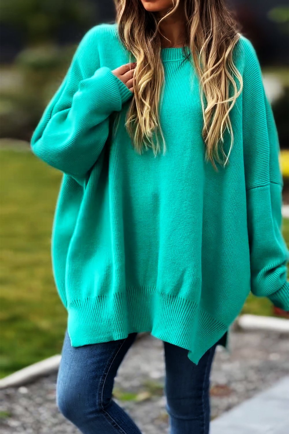 Women's Solid Color Irregular Pullover Sweater