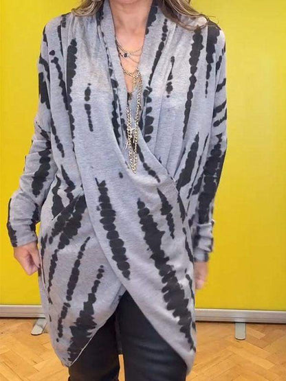 Women's Striped Tie-dye Long Sleeve Blouse