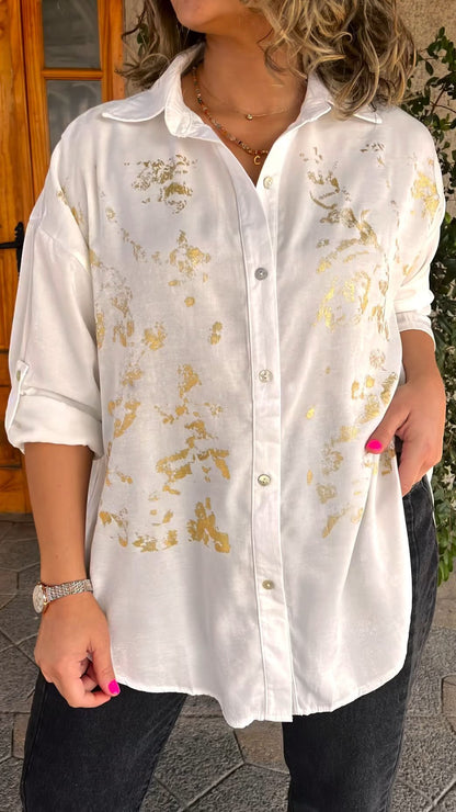 Women's Casual Bronzing Printed Shirt