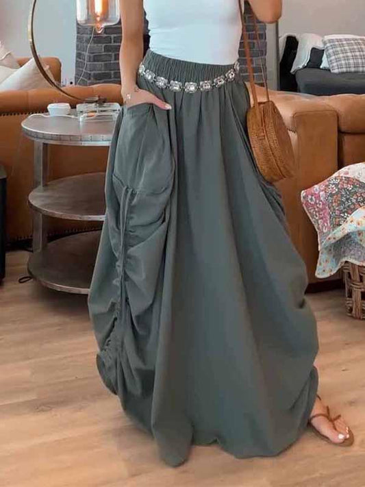 Women's Solid Color Loose Long Skirt