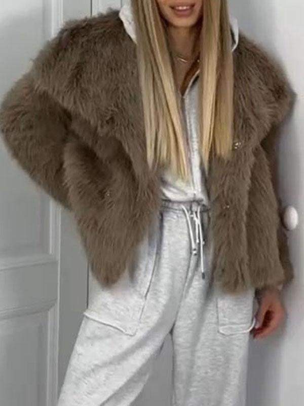 Women's Lapel Plush Coat