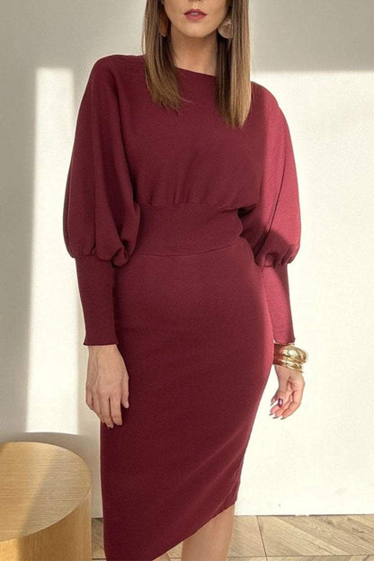 Women's Round Neck Long Sleeve Patchwork Dress