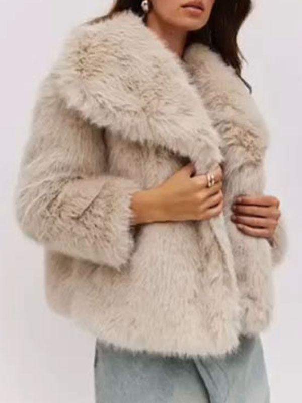 Women's Lapel Plush Coat