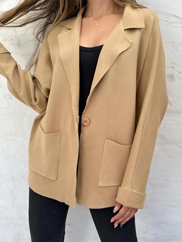 Women's Lapel Solid Color Thin Coat