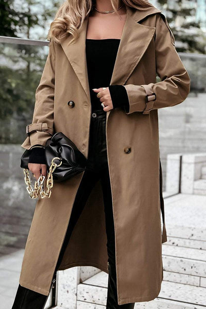 Women's Lapel Mid-length Sleeve Casual Windbreaker Coat