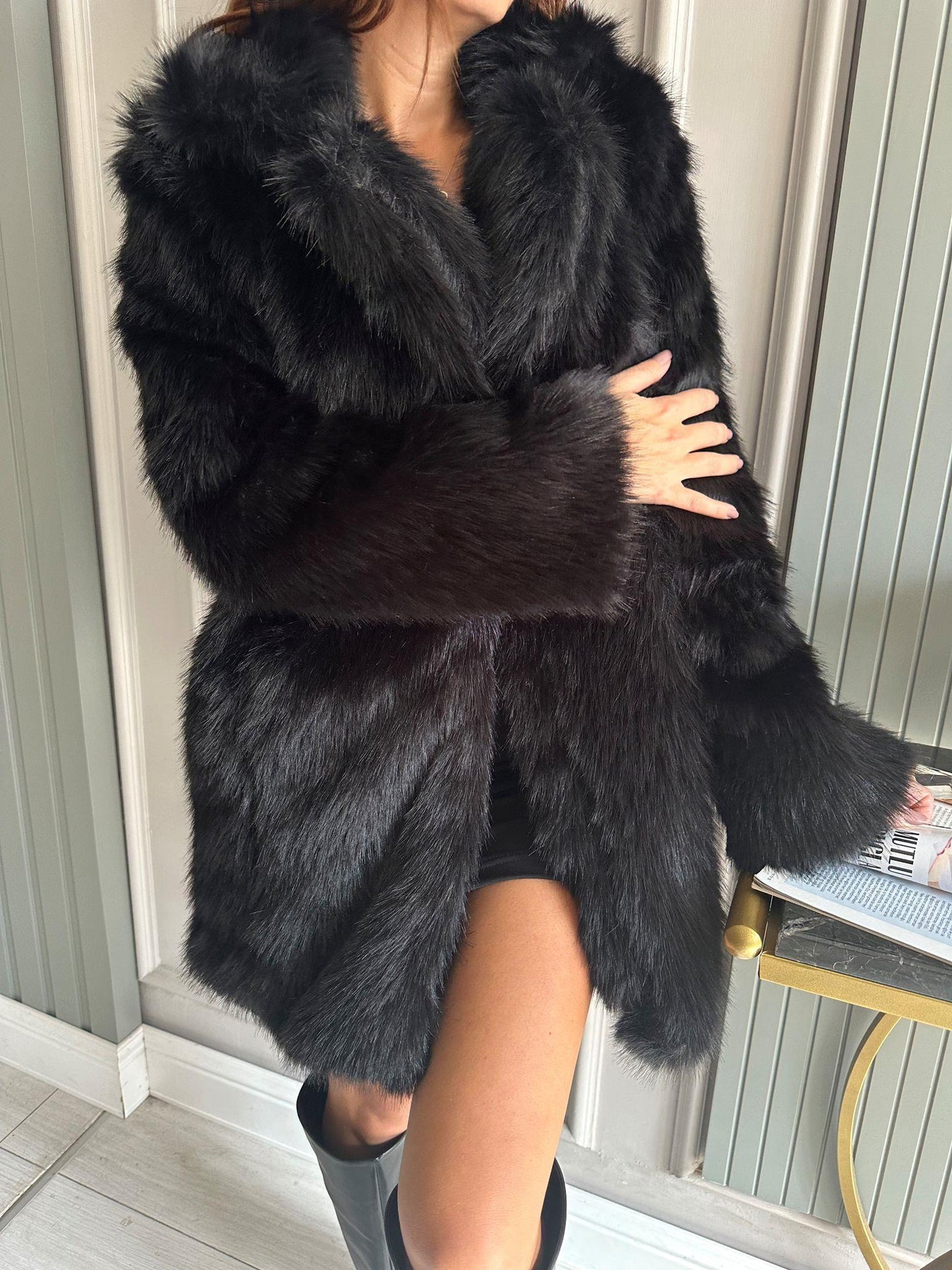 Women's Lapel Long Sleeve Plush Coat