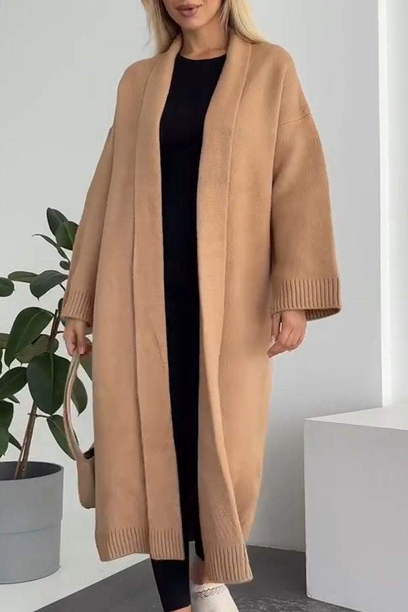 Casual Solid Color Sweater Coat