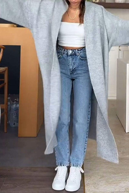 Women's Simple Long Sleeve Fur Cardigan