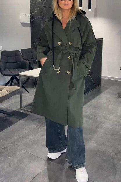 Women's Casual Hooded Long Trench Coat