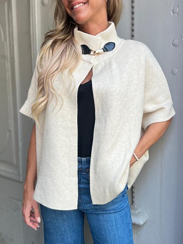 Women's Stand Collar Solid Color Cape Cardigan Jacket