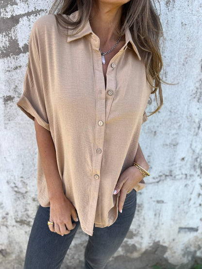 Women's Lapel Sleeve Casual Shirt Top