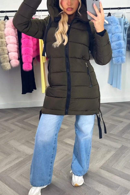 Women's Casual Hooded Mid-length Thick Cotton Coat