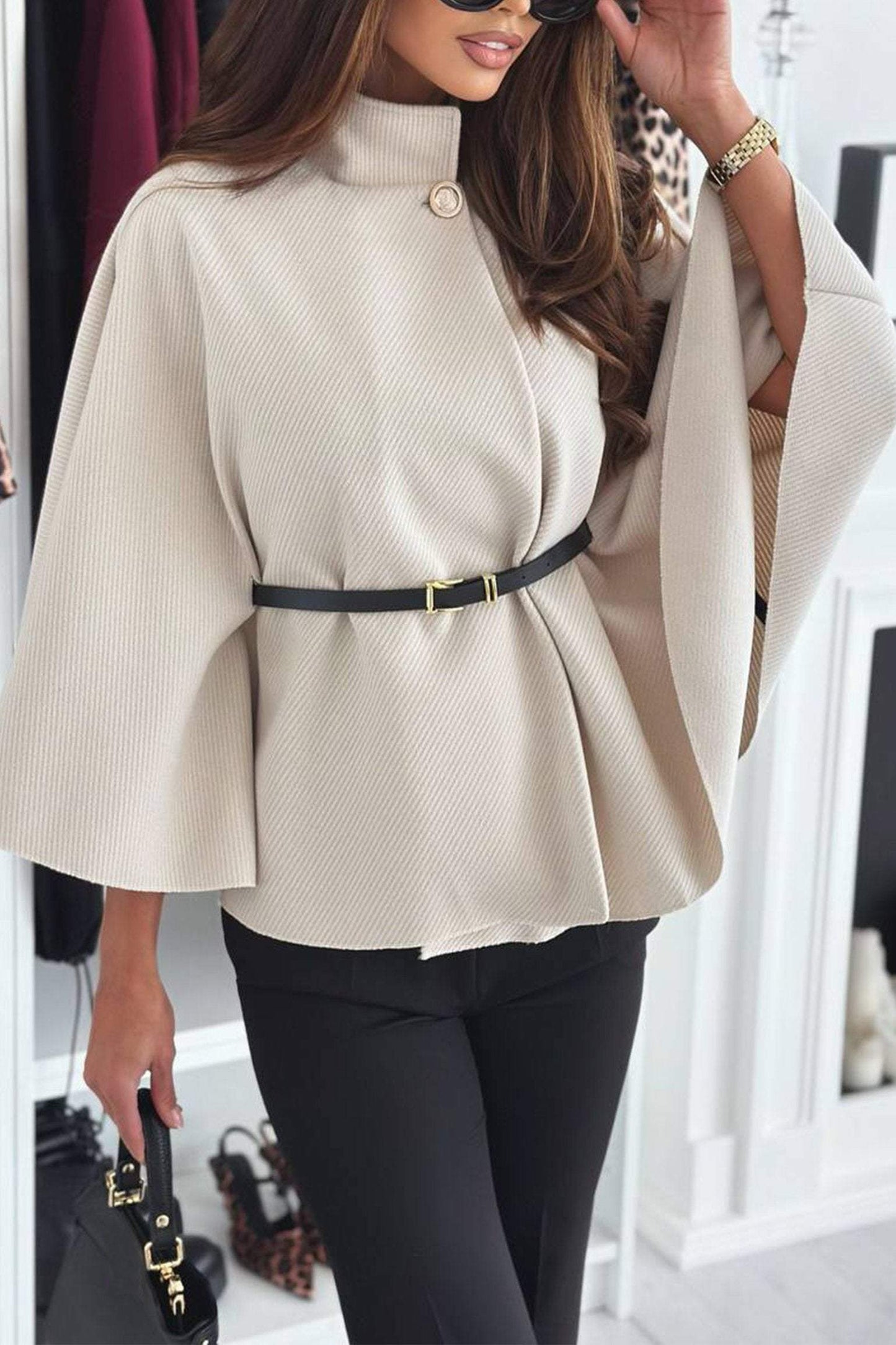 Women's Solid Color Casual Cape Top