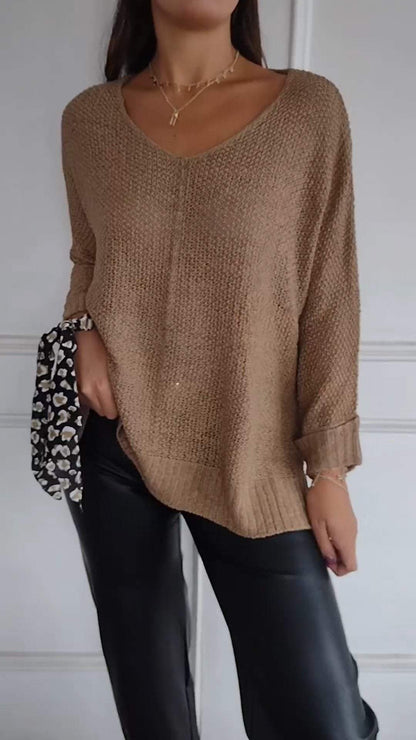 Casual V-neck Knitted Top