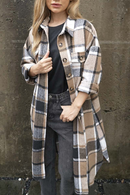 Women's Plaid Single Breasted Shirt Jacket