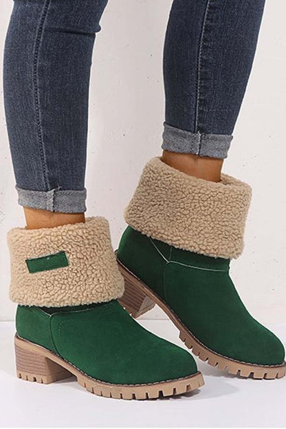 Women's thick heel high heel snow boots women's two-wear plus velvet warm mid-calf boots