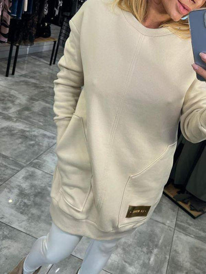 Women's Round Neck Long Sleeve Sweater Dress