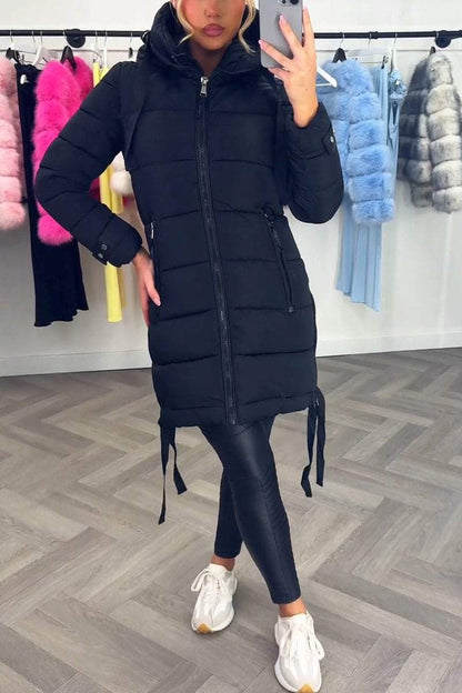 Women's Casual Hooded Mid-length Thick Cotton Coat