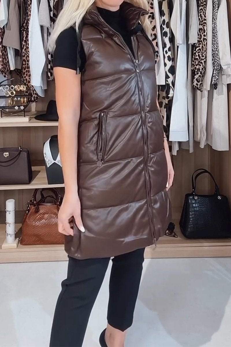 Women's Lapel Sleeveless Thick Coat