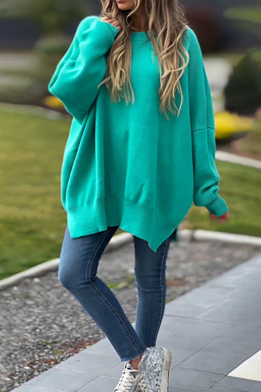 Women's Solid Color Irregular Pullover Sweater