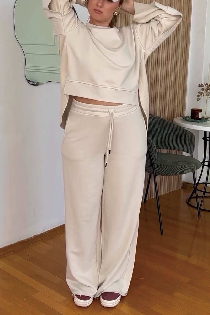 Women's asymmetric cut pullover trousers set