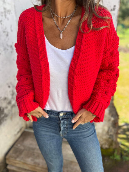 Women's Autumn V-neck Long-sleeved Casual Knitted Cardigan