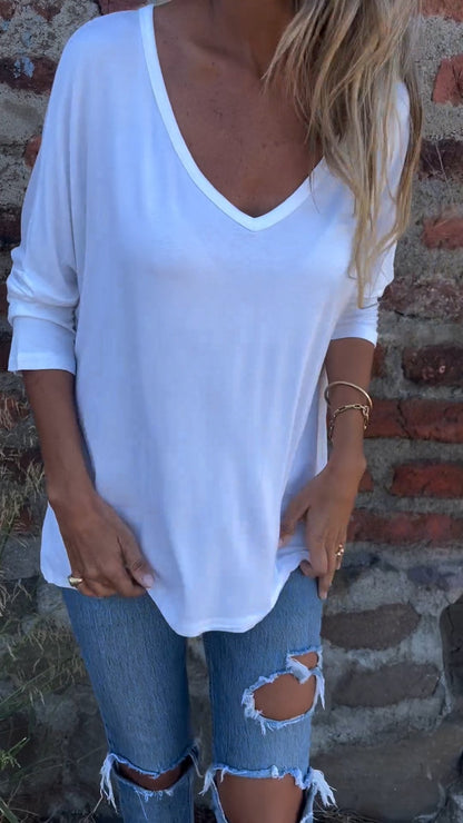 V-neck Long-sleeved Top