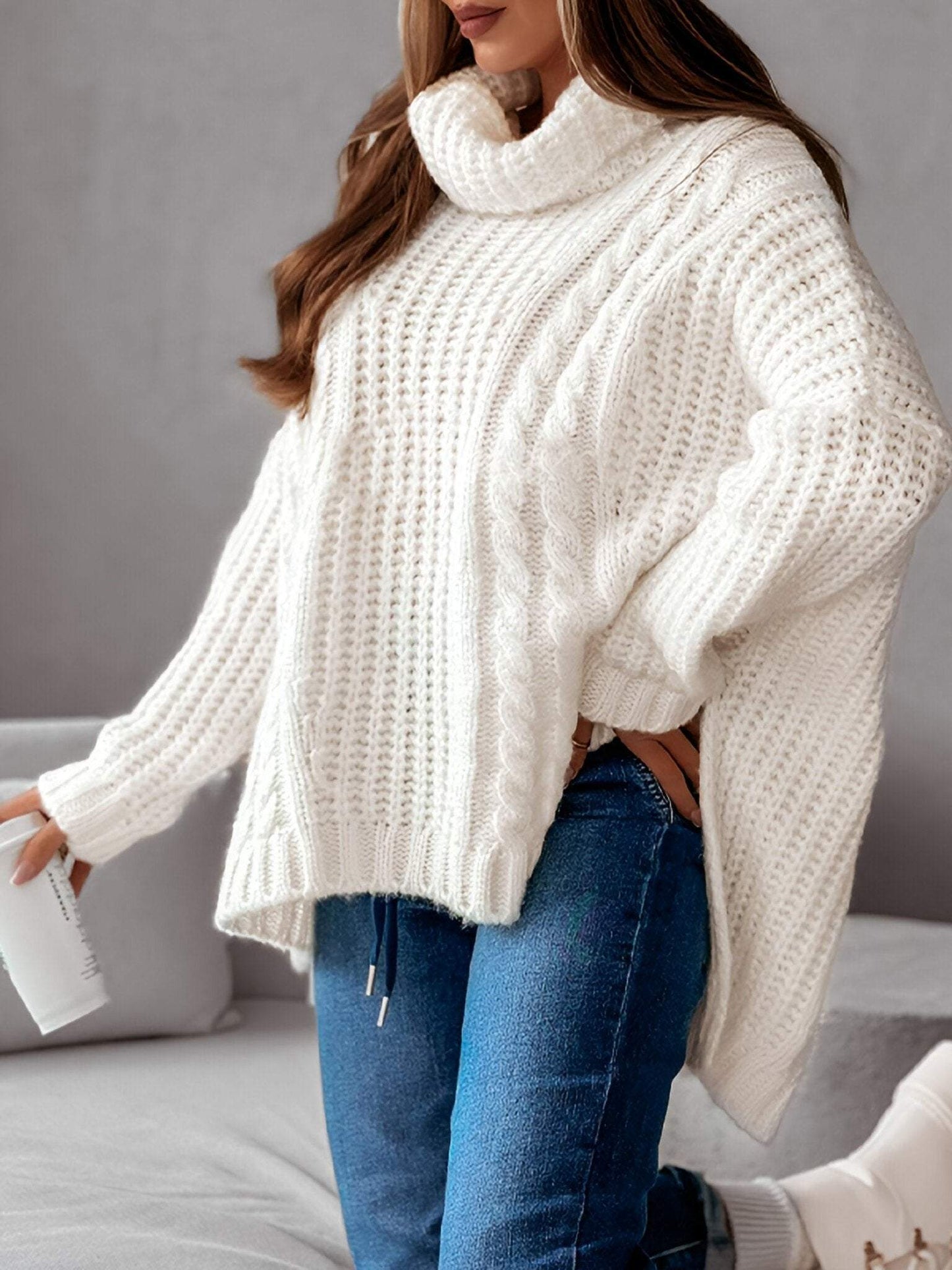 Women's Turtleneck Long Sleeve Knitted Sweater